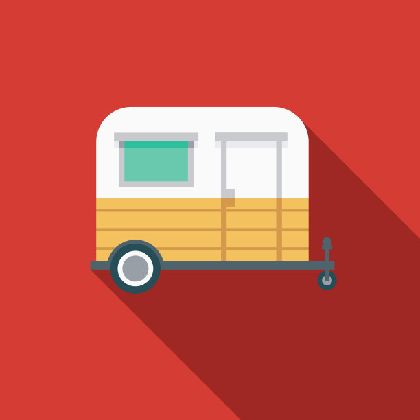 露营拖车平面设计运输图标图片下载
