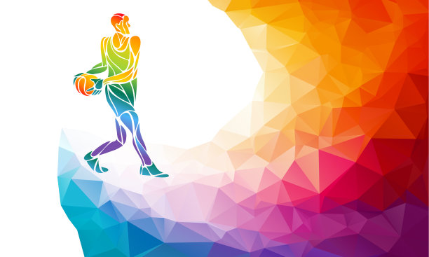 多边形几何篮球运动员防守训练图片下载