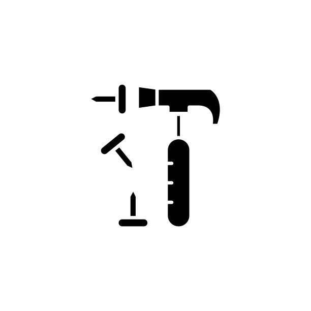 铁锤钉黑色图标概念。锤钉平矢量符号、符号、插图。图片下载