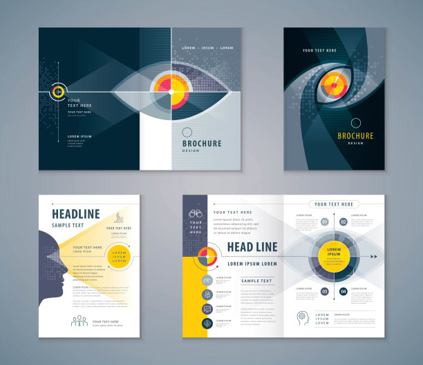 采购产品封面书设计集，抽象眼睛目标图标向量模板小册子，传单，演示文稿，传单，年度报告图片下载