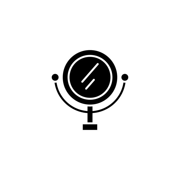 化妆镜黑色图标概念。化妆镜平面矢量符号、标志、插图。图片下载