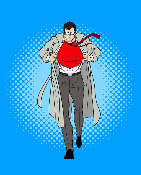 矢量复古漫画书风格的超级英雄转换图片下载