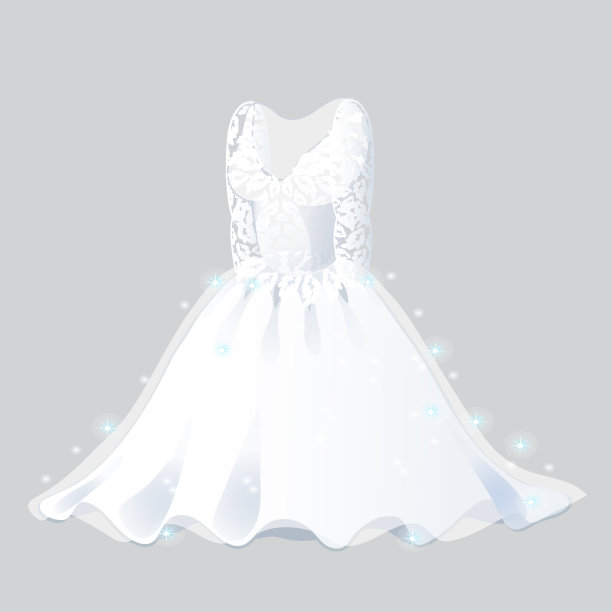 豪华的伴娘礼服孤立在灰色的背景。婚礼服装。矢量图图片下载