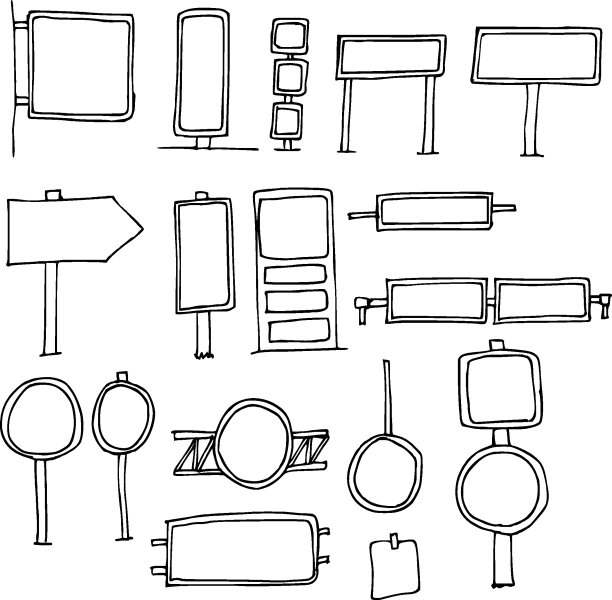 手绘素描涂鸦插图向量线符号图标设置eps10图片下载