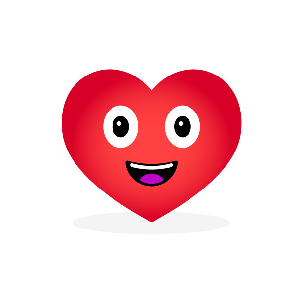 卡通心形表情，孤立的白色背景图片下载