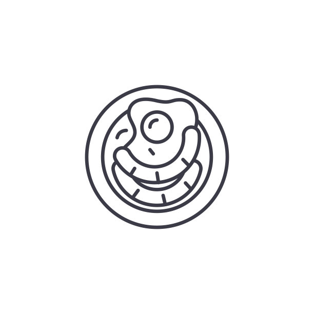 煎蛋香肠线性图标概念。煎蛋香肠线矢量符号、符号、插图。图片下载