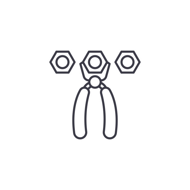 钳子螺母线性图标的概念。钳子螺母线矢量符号、符号、插图。图片下载