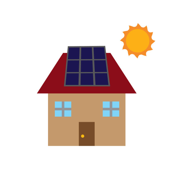房子上的太阳能板用太阳能可再生能源矢量图标颜色图片下载