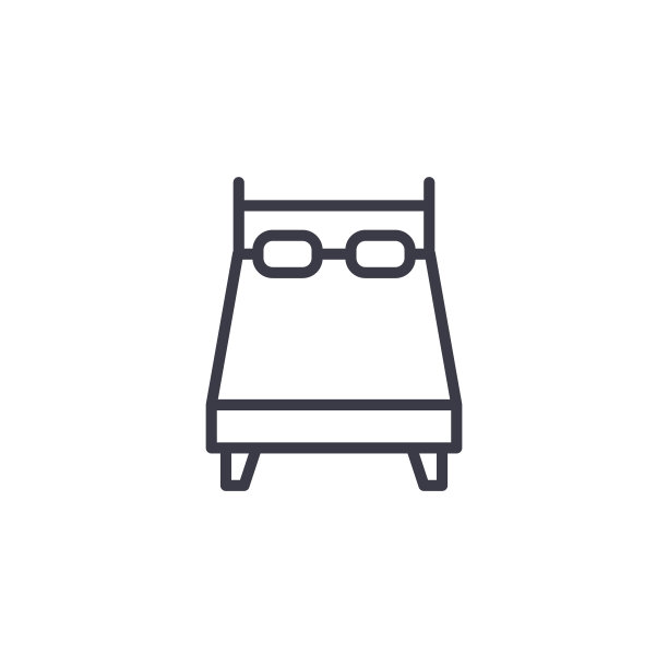 双人床符号线性图标概念。双人床符号线向量符号、符号、插图。图片下载