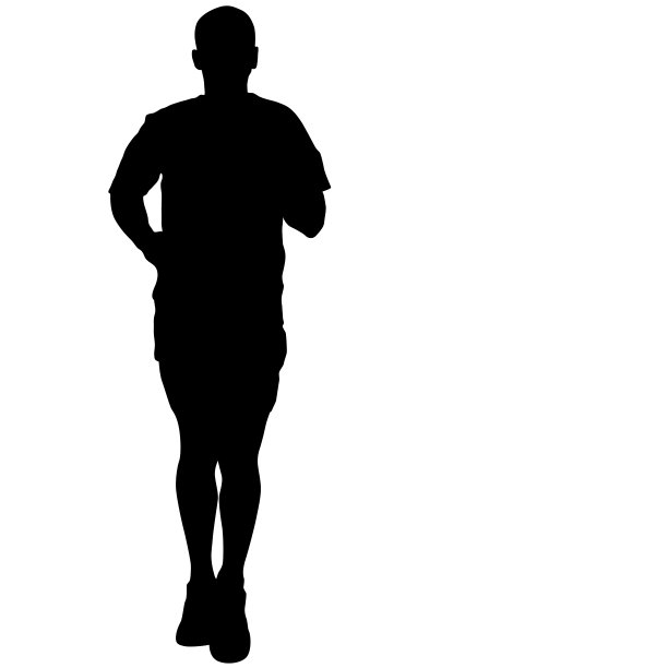 黑色剪影运动员在白色背景下冲刺图片下载