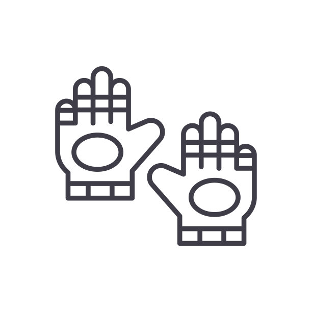 运动手套黑色图标概念。运动手套平矢量符号、标志、插图。图片下载