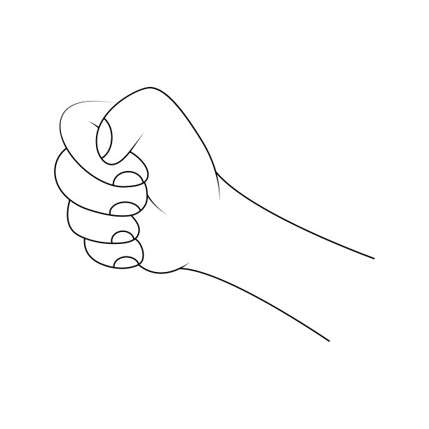 握紧拳头，握着手的轮廓矢量设计孤立在白色图片下载