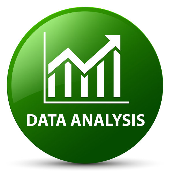 数据分析(统计图标)绿色圆形按钮图片下载