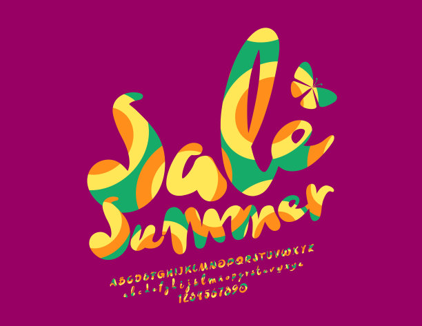 向量明亮的夏季销售旗帜与字母表素材图片