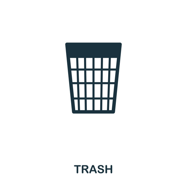 垃圾图标。线条风格图标设计。UI。说明垃圾图标。象形文字孤立在白色上。准备使用在网页设计，应用程序，软件，打印。图片下载