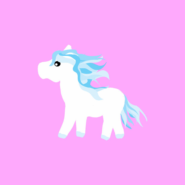 可爱的卡通小马人物扁平图标吉祥物插图图片下载