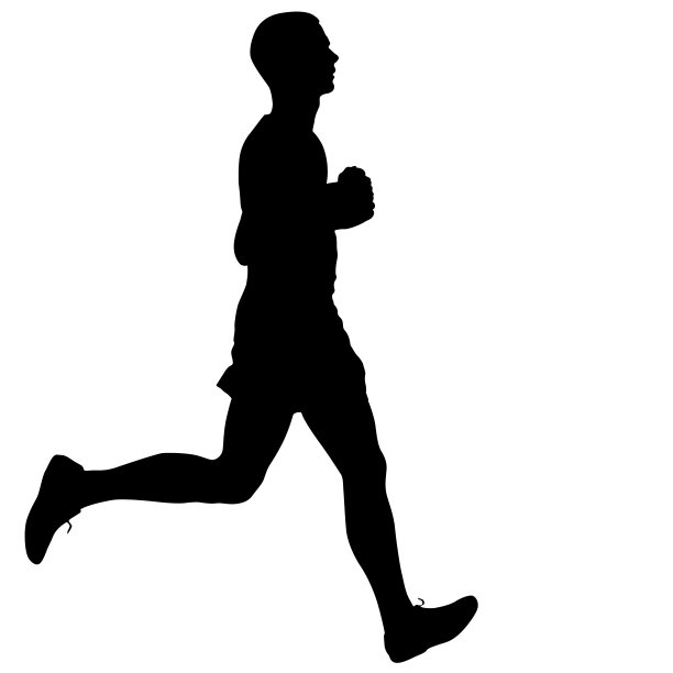 黑色剪影运动员在白色背景下冲刺图片下载