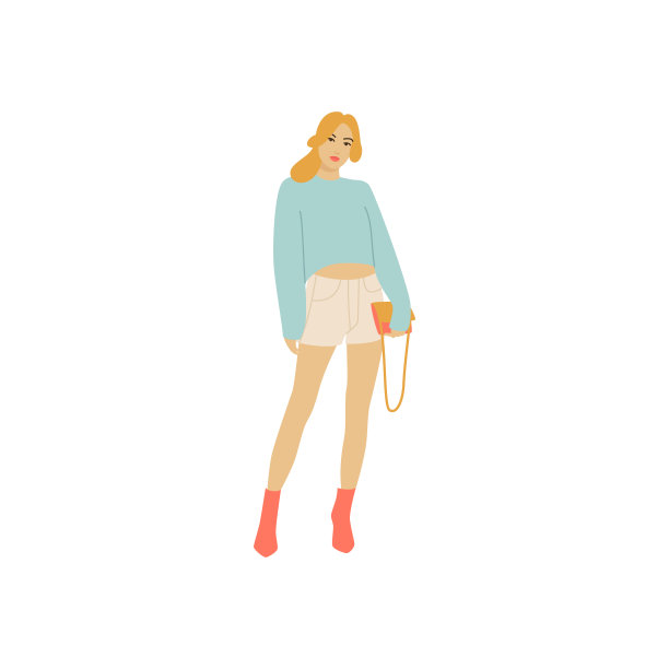 矢量插图，一组女孩与狗图片下载