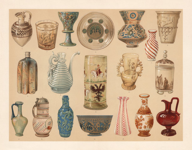 玻璃艺术行业，石版印刷，1897年出版图片下载