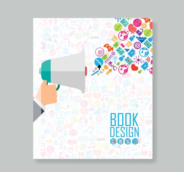 封面报告社交网络背景与媒体图标，矢量插图图片下载