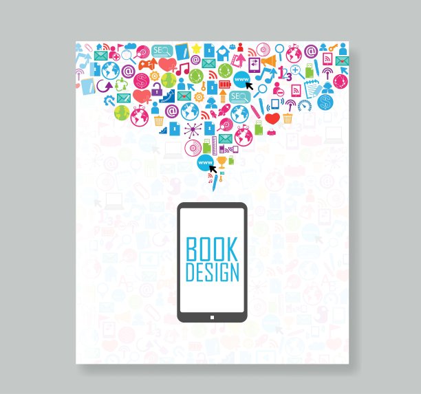 封面报告社交网络背景与媒体图标，矢量插图图片下载