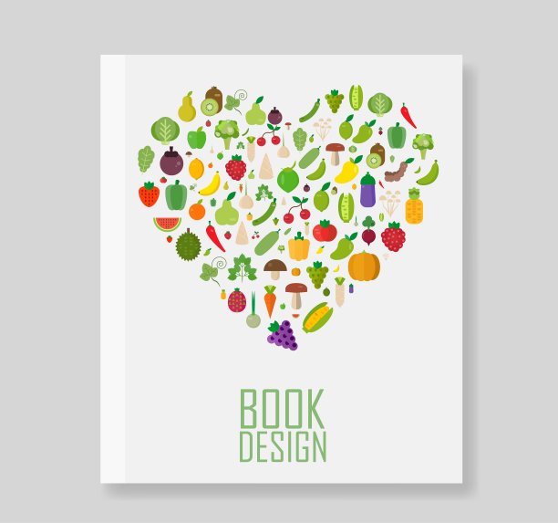 封面报道蔬菜和水果蔬菜的有机背景。平面向量插图图片下载