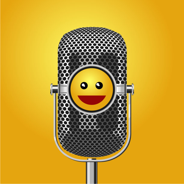 有麦克风和笑脸的喜剧表演海报。幽默事件向量背景。图片下载