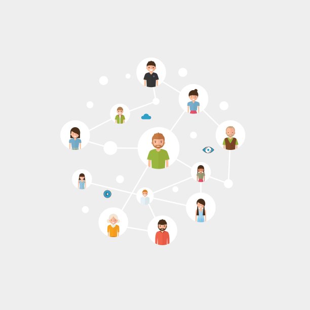 卡通风格背景下的家庭人物媒体。图片下载