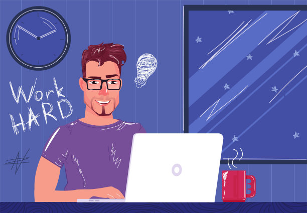 一个自由职业者为了一台笔记本电脑在晚上辛勤工作。一个人坐在家里的电脑前喝咖啡。急着赶最后期限图片下载