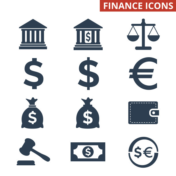 财务图标设置在白色背景。图片下载