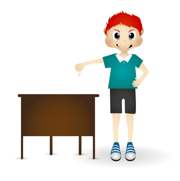 淘气的小男孩在桌子上放了一只虫子图片下载