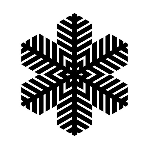 雪花图标：圣诞和冬季主题，白色背景上的黑色扁平插画图片下载