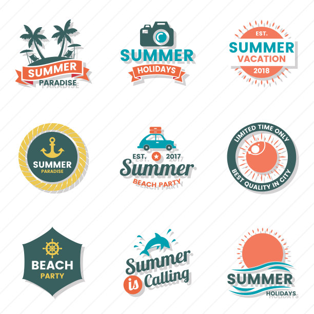 夏季复古向量标志横幅图片下载