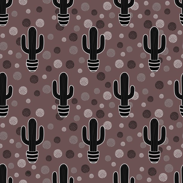 仙人掌和多肉无缝模式图片下载