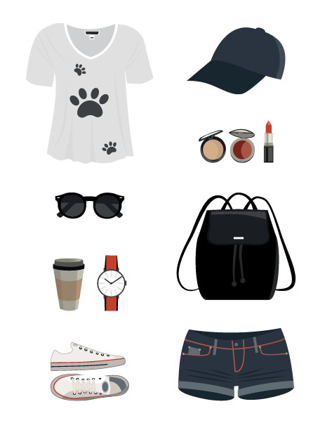 一套时尚女装和配饰。图片下载