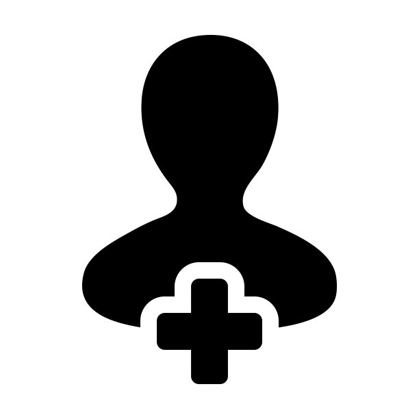 新用户图标向量男性个人资料头像与加符号在平面颜色字形象形图图片下载