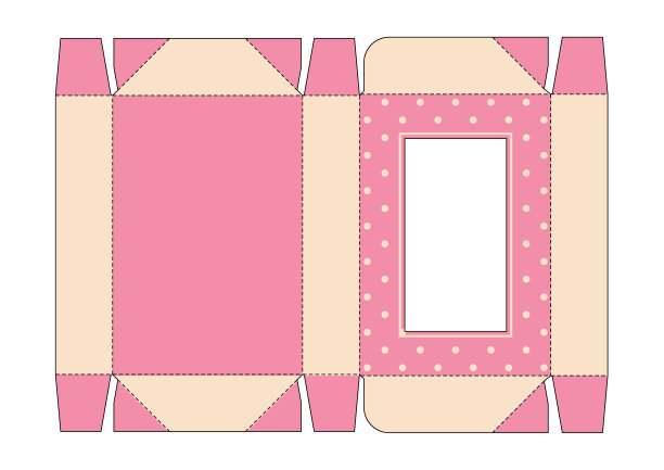 模切盒盖在粉红色复古的颜色与窗户图片下载