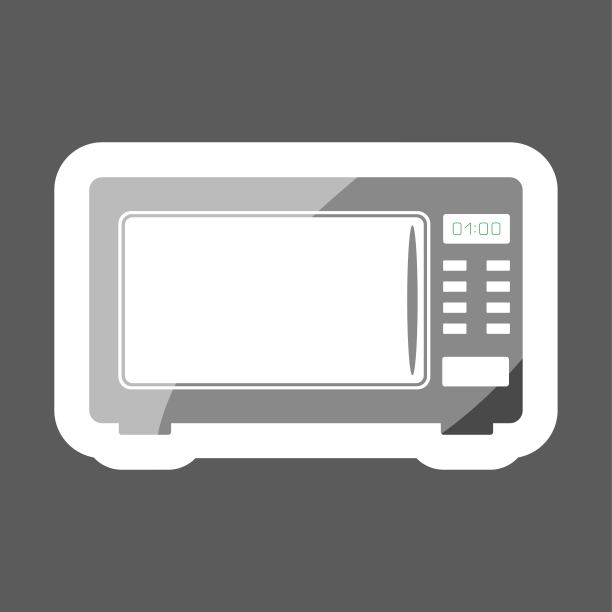 微波炉矢量图标彩色贴纸。家用电器。图层分组便于编辑插图。为你的设计。图片下载