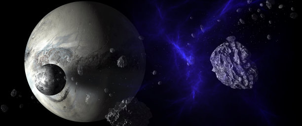 行星和星系，科幻小说的壁纸。素材图片