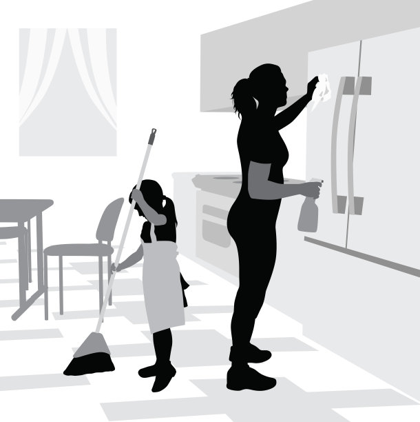 和妈妈一起打扫厨房图片下载