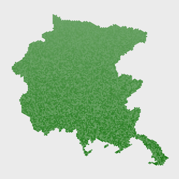 意大利州弗留利、威尼斯、朱利亚地图绿色六边形图案图片下载