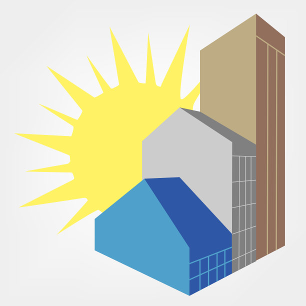 建筑和太阳矢量图片下载