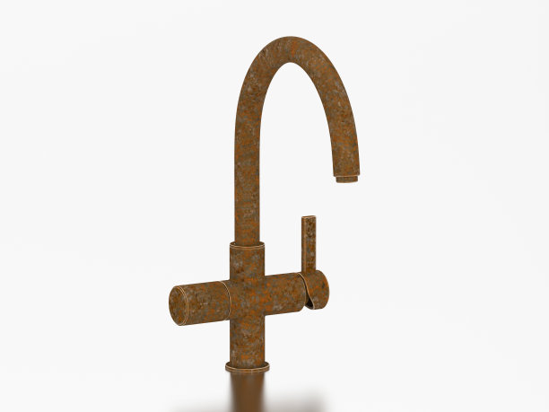 3D插图不适合坏生锈的老式水龙头图片下载
