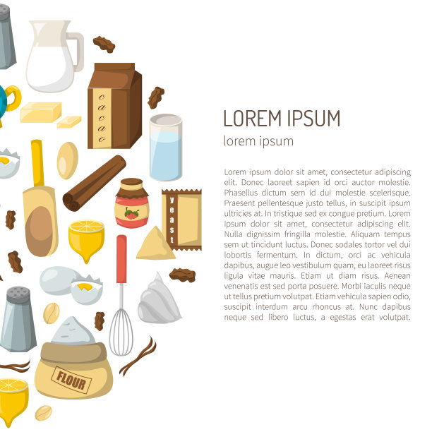 矢量卡通烘焙配料背景图片下载