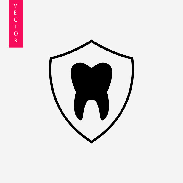 盾牌图标上的牙齿，矢量图片下载