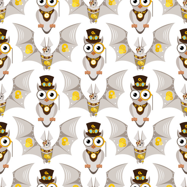 程式化的金属蒸汽朋克机械机器人动物机器蒸汽齿轮昆虫朋克艺术机械无缝模式背景矢量插图图片下载