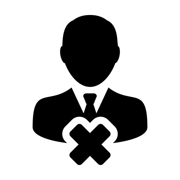 删除帐户图标矢量男人用户个人资料头像，带有平面彩色字形象形图中的关闭符号图片下载