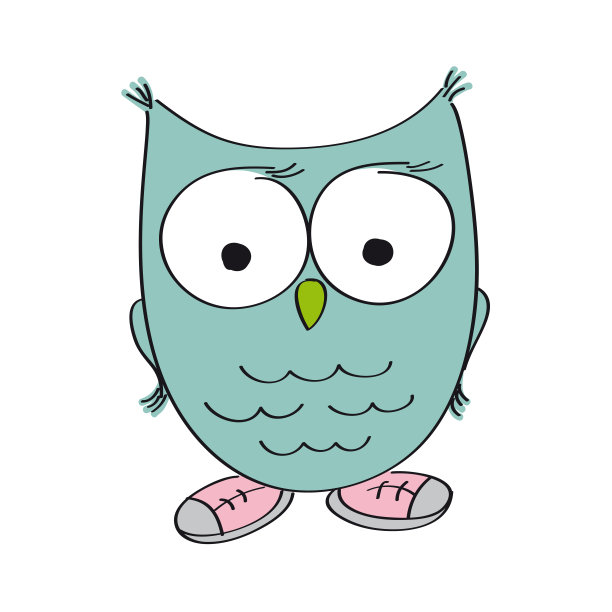 滑稽聪明的猫头鹰穿鞋-原创手绘插图图片下载