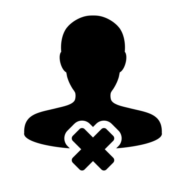 取消用户图标矢量男性人物头像，带扁平彩色字形图中的删除符号图片下载