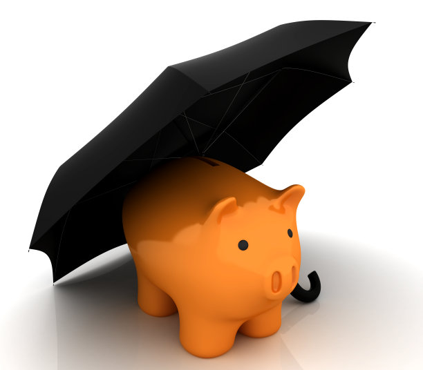 存钱罐在伞下图片下载